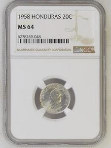 Honduras 20 Centavos 1958 NGC MS 64 - Picture 1 of 2