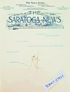 1895 letterhead THE SARATOGA NEWS from The Tourist Magazine D. Bauder - Picture 1 of 2