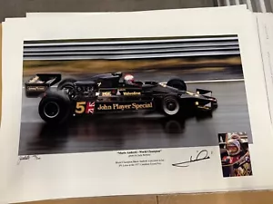 MARIO ANDRETTI HAND SIGNED, 1977 JPS LOTUS FORMULA ONE , PHOTO PRINT 13X19 - Picture 1 of 3