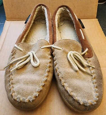 Hush Puppies Men's Size 6.5-7.5 Leather Upper Brown Moccasin Slippers - Image 1 of 4