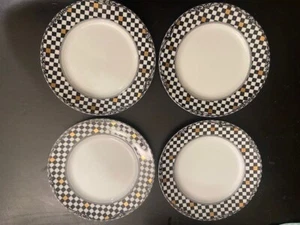 8 NEUE DESIGNER TELLER UNTERTASSEN HARLEKIN SCHWARZ WEISS KARIERT - Bild 1 von 3