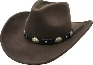 Sombrero de Vaquero Marrón 100% Fieltro Lana, Formable, Aplastable con Banda de Hebilla - Imagen 1 de 4