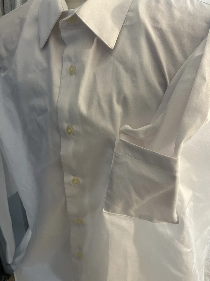 Camisa de vestir ajustada para hombre Arrow 17,5 32/33 blanca manga larga cuello abotonado B Foto 1 de 4