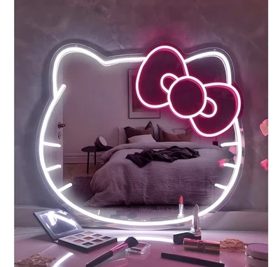 Hello Kitty LED Neon Style Vanity Mirror with Dimmable Option, 18.5"X15.1" - Image 1 of 3