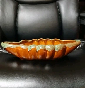 Jarrón de consola vintage Van Briggle marrón con esmalte de goteo verde firmado LD 13" - Imagen 1 de 7