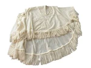 Vintage Telares Ajijic handgewebter einarmiger Poncho Cape Fransenbesatz Damengröße One Size - Bild 1 von 6