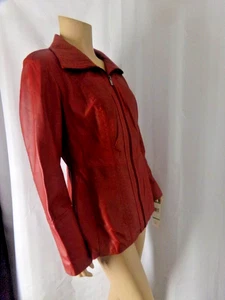 Jones New York Lederjacke Größe Petite Large rot Reißverschluss Neu mit Etikett - Bild 1 von 5