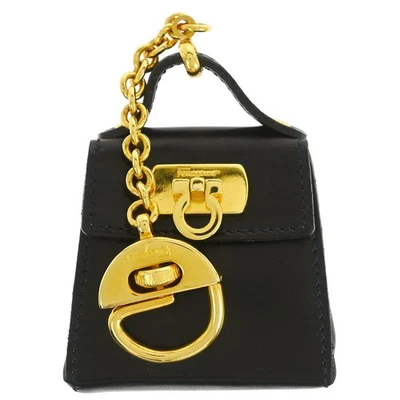 Salvatore Ferragamo Black Bag Charm Case Key Ring 22 5641 Small Good 116101 - Image 1 of 4