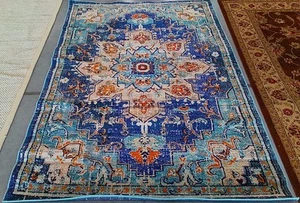 BLU / LIGHT BLUE 5'-3" x 7'-6" Back Stain Rug Reduced Price 1172775347 MAD473M-5 - Picture 1 of 4