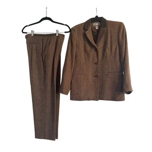 Pantaloni tuta vintage Norton McNaughton Petites 2 pezzi pantaloni marroni taglia 8P giacca taglia 10P - Foto 1 di 6