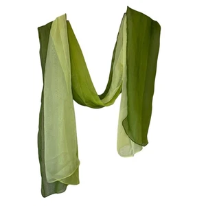 Boho Y2K skurril bunt grün Seide langer rechteckiger Schal - Bild 1 von 9