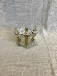 Piatto piccolo vintage Cesare cristallo ceco ambra su trasparente bohemien - Foto 1 di 5