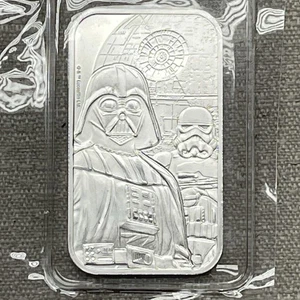 2024 - STAR WARS - DARK SIDE 1 oz 999.9 FINE SILVER Bar UK Royal Mint - Picture 1 of 6