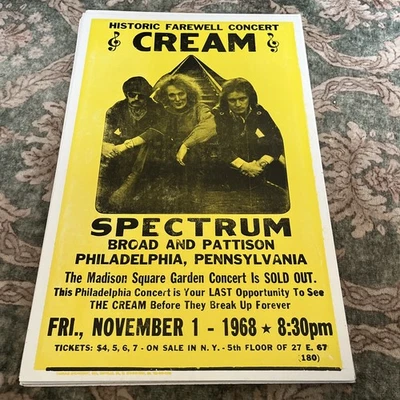 CREAM Historic Farewell Concert Spectrum Poster 14x22 Copy - Image 1 of 3