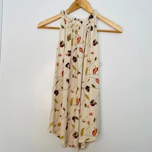 Ann Taylor cream and fall florals sleeveless high neck sleeveless blouse (Small) - Picture 1 of 5