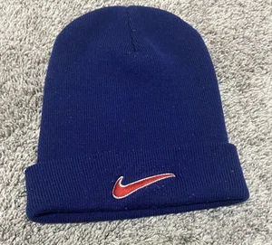 Vintage Nike Beanie Mütze 90er blau One Size, Fehler leichtes Pilling - Bild 1 von 3