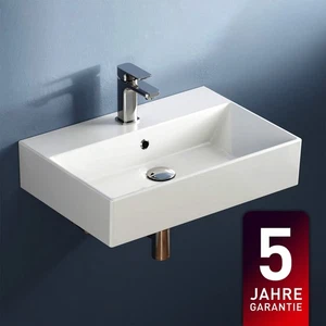 Keramik Waschtisch 60 x 42 cm weiß Waschbecken Aufsatzwaschtisch Möbelwaschtisch - Bild 1 von 7