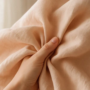 Pale Peach Linen Fabric by the Yard – Material for Clothing, Crafts & Home Décor - Picture 1 of 10