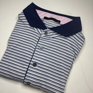Greyson Polo Shirt Mens Xl Blue & Gray Striped Performance Stretch Golf Shirt 👕 - Picture 1 of 8