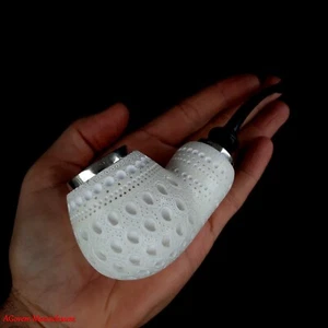 AGovem Reverse Block Meerschaum Rauchen Tabakpfeife mit Sterling Silber, AGM-1552 - Bild 1 von 15