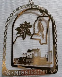 Mississippi souvenir ornamento tesori della nazione finitura oro 24kt ottone in scatola - Foto 1 di 13