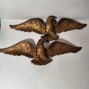2 HOMCO American Bald Eagle Metalware De Colección Tono Dorado Metal Colgante de Pared Decoración 16" - Imagen 1 de 17