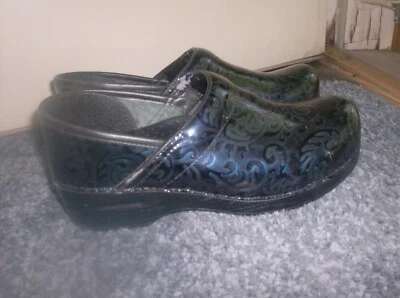 Dansko Women's Clogs, Black Patent Leather, Subtle Paisley, Euro 38, US 7.5-8 - Image 1 of 3