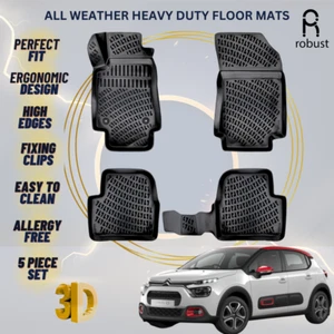 Floor Mats Liners For Citroen C3 2016-2024 All Weather Heavy Duty 3D Car Rugs - Picture 1 of 9