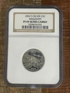 2002-S 25c US Washington Quarter~ Mississippi ~ NGC PF69 Ultra Cameo ~ Silver - Picture 1 of 2