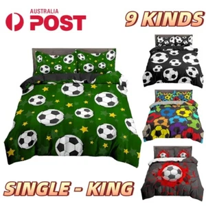 Football Soccer Quilt Duvet Doon Cover Set Bedding PillowCase Single Double Boys - Picture 1 of 20