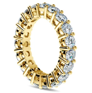 Eternity Diamond Band 1.3 Carat Round Cut H/SI1 Anniversary Ring 14K Yellow Gold - Picture 1 of 4