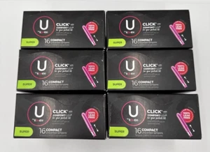 U By Kotex Click Compact Comfort Flex, Unscented Tampons, 6 Boxes of 16 Count - Picture 1 of 8