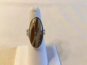 Vintage Artisan Stan D Sterling Silver Owyhee Jasper Oval Ring Sz 6.5 Modernist - Picture 1 of 12