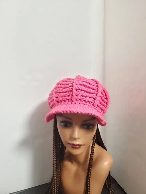 Handmade Newsboy Hat Crochet Slouchy Adult  Beanie Hat with Visor - Image 1 of 4
