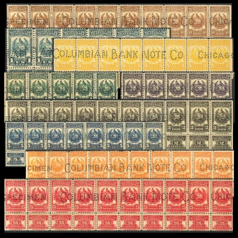 Rare GUATEMALA  SPECIMEN PERFIN PLATE STRIPS & BLOCKS Lot MNH SEE PHOTOS BX-520 Cover