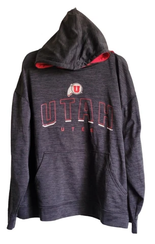 Russell Utah Utes Hoodie Sweatshirt Men's XL Gray & Red Pullover NCAA Cover