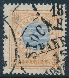 Sweden Scott 27/Facit 27c, 1 RD orange brown & ultra Ringtyp p14, F-VF used - Picture 1 of 1