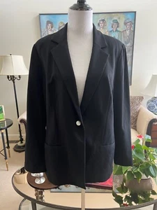 NWOT Chico's Black 1-Button Front Blazer Jacket Size 2 (12-14) Front Pockets - Picture 1 of 4