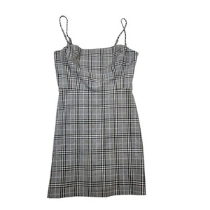 Aritzia Wilfred kariertes Minikleid Damen Gr. 6 grau Spaghettiträger - Bild 1 von 8