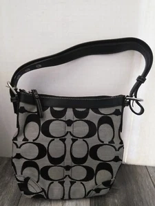 Borsa/borsa a tracolla Coach nera jacquard firma MO832-F13079 - Foto 1 di 18