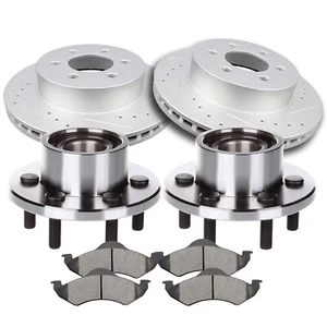 Front Drill Brake Rotor Ceramic Pads & Wheel Hub Bearing For 97-02 Dodge Dakota - Picture 1 of 8