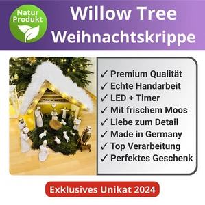 ❤️ Willow Tree Weihnachtskrippe Holz Heilige Familie 3 Könige LED Zampognaro NEU - Bild 1 von 18