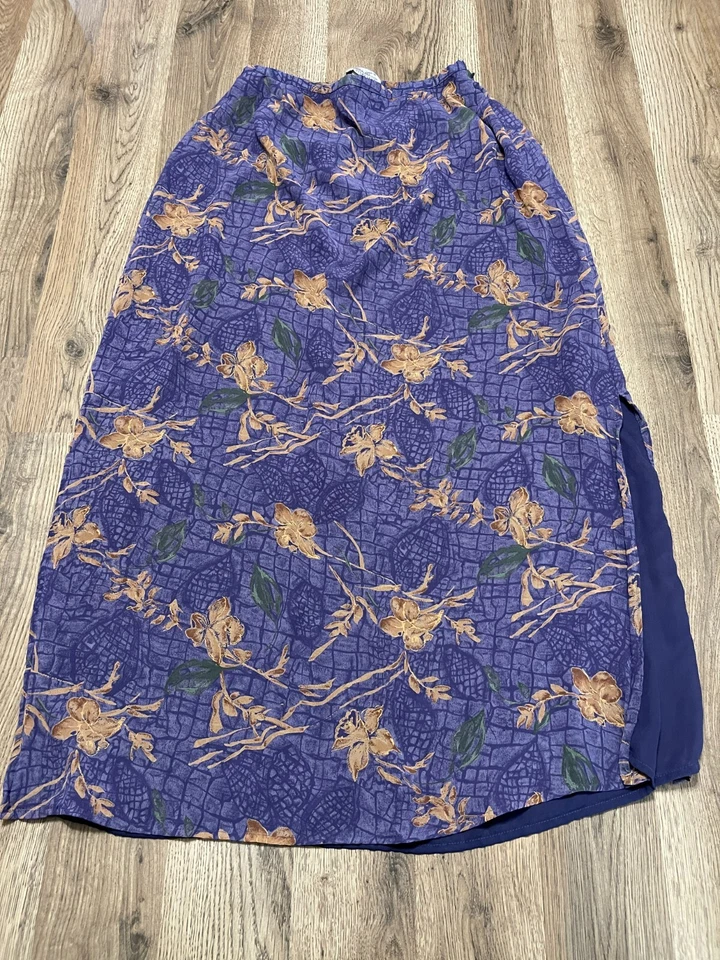 Falda Kathie Lee, Para Mujer Talla 10, Azul Marrón, Cremallera Lateral, Abertura Lateral Foto 1 de 4