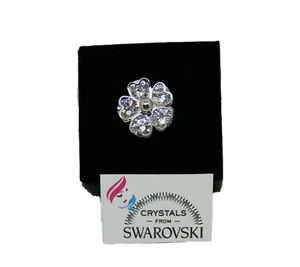 Anello da donna o ragazza oro bianco 18 kt placcato e cristalli Swarovski R - Foto 1 di 2
