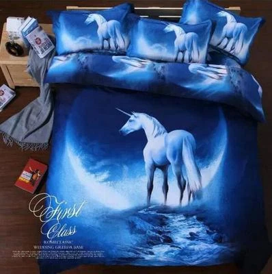 Juego de cama Horse 3D Doona edredón funda nórdica y funda de almohada doble tamaño queen Foto 1 de 4
