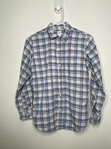 Gap Double Lined Button Shirt Boys Size Xl 12 Plaid Long Sleeve Collared Blue - Picture 1 of 4