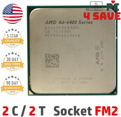 AMD A6-6400B CPU 3.9 GHz 2-Core Socket FM2 Richland Desktop CPU AD640BOKA23HL - Image 1 of 2