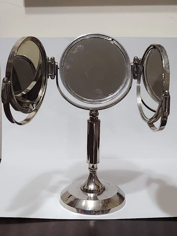 Vintage Italian made triptych silver colored mirror Cover