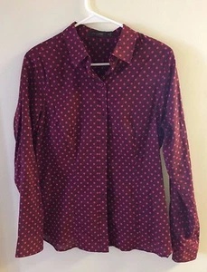 THE LIMITED BURGUNDY WITH FUCHSIA POLKA DOT SHIRT   SIZE M   NEW W/O TAGS - Picture 1 of 2