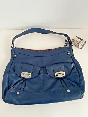 Bolso HOBO Cuero Azul Marino Bolsillos Top Cremallera B Makowsky Nuevo con etiquetas Foto 1 de 4